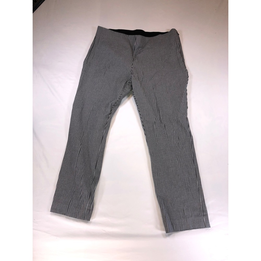 A New Day Womens Gingham Ankle Pants Black White Check High Rise Size 14